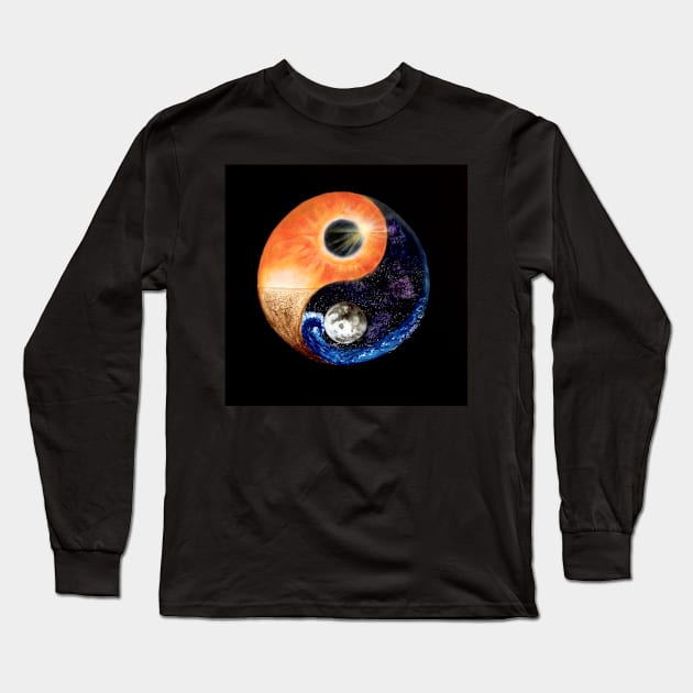 Yin Yang - Sun Moon Day Night Fire Water Long Sleeve T-Shirt by monchie